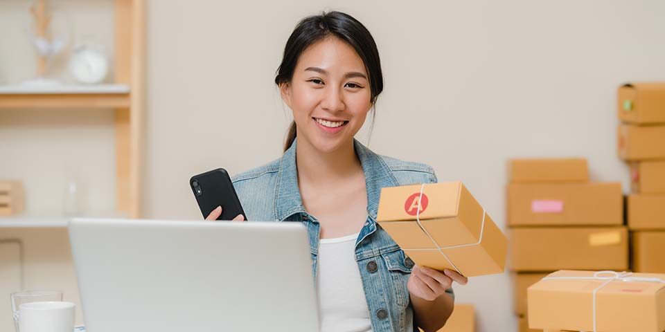 beautiful-smart-asian-young-entrepreneur-business-woman-owner-sme-checking-product-stock-scan-qr-code-working-home beautiful-smart-asian-young-entrepreneur-business-woman-owner-sme-checking-product-stock-scan-qr-code-working-home